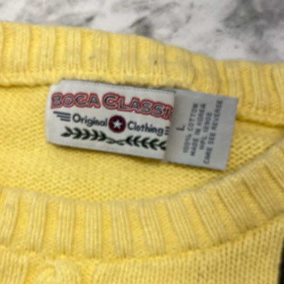 Vintage Boca Classic Men’s Yellow Preppy Gold Sweater Size Large - Picture 11 of 14